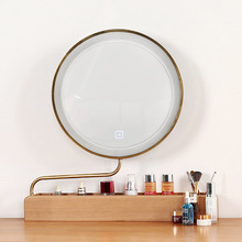 智能led燈鏡可翻轉360°旋轉輕奢桌面化妝鏡梳妝台帶燈圓鏡多功能