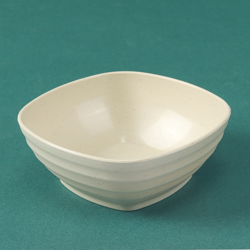 Tazón cuadrado de 5.5 pulgadas, juego de 4, tazón cuadrado para sopa de 500 ml color trigo, tazón para niños, irrompible, tazón para comer en el hogar, tazón para agua con azúcar