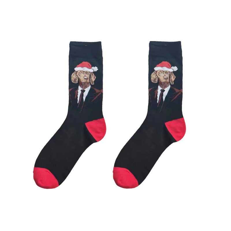 70g Weight Socks Classification Socks Lingerie Type Cotton Fabric Type A Pair Quantity Holiday, Festival Occasion Non-Slip Function Christmas Festival Santa Claus, Dog Pattern All Seasons Season Men's Gender Cartoon Style Style Christmas Cartoon Style Men's Santa Claus Dog Cotton Crew Socks A Pair 5