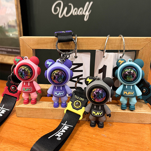 Lightning bear keychain astronaut astronaut soft rubber doll key chain bag pendant car key pendant