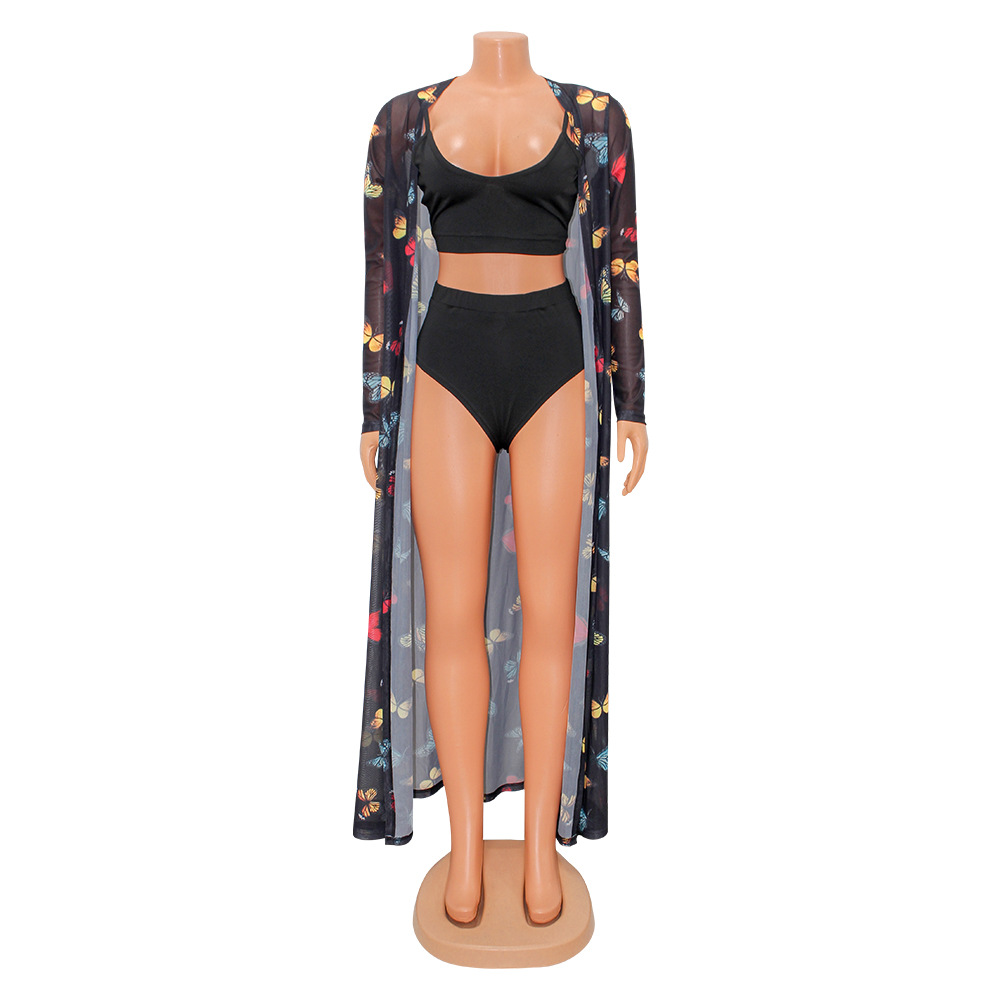 Title 8, Womens Printed Swimsuit Three-piece with Shawl...