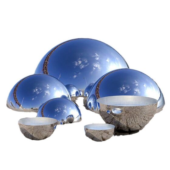Stainless Steel Hollow Hemisphere Bright Mirror Semicircle Shopping Mall Decorative Metal Ornaments Wall Hanging Round Tube Plug Sealing