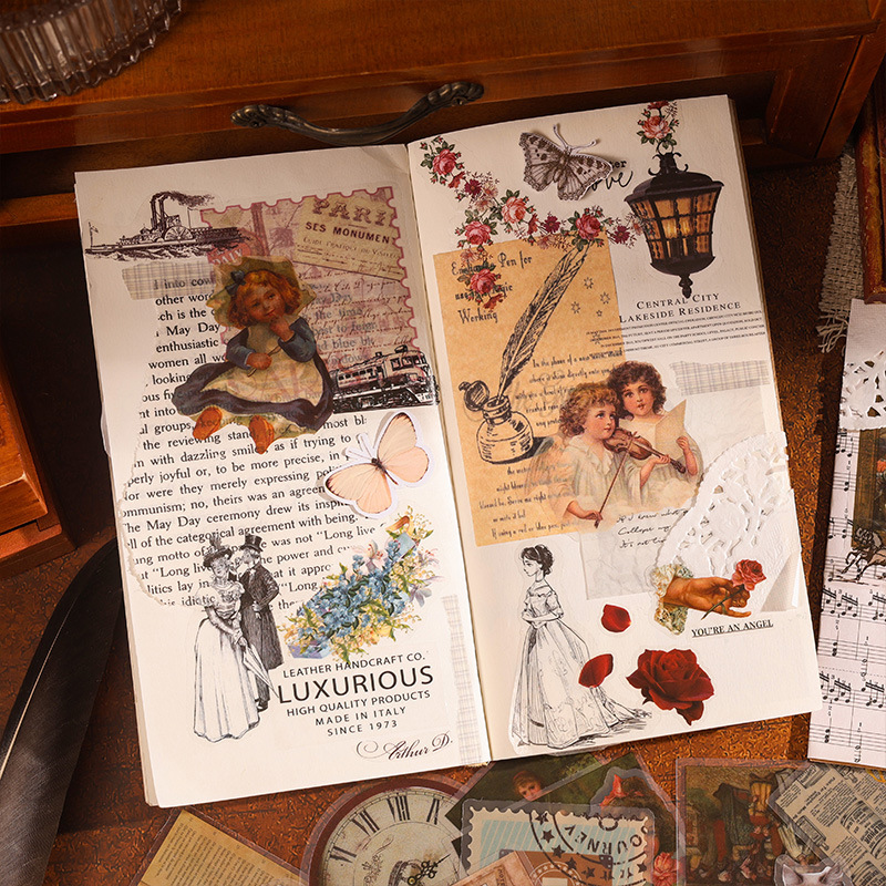 Recuerdos es un castillo serie retro diario impermeable pegatinas bolsa de papel retro niños pegatinas creativo PVC pegatinas