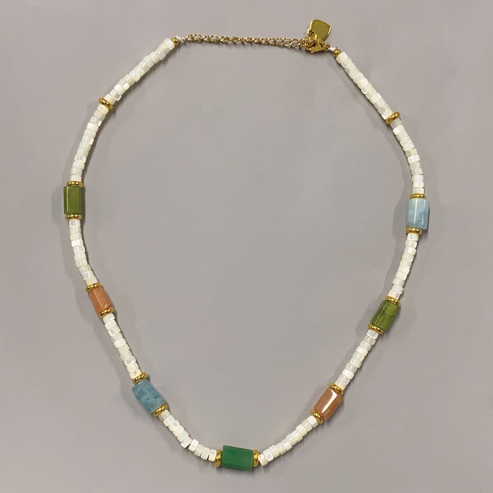 100g Weight Necklace Classification Titanium Steel Chain Material 20 PCS/Package Quantity Holiday, Travel, Daily Occasion Beaded, natural stone, Titanium Steel Material Geometric Pattern Women's Gender Beaded Design Casual, Marine Style Style Casual Marine Style Geometric Beaded Natural Stone Titanium Steel Necklace In Bulk 20