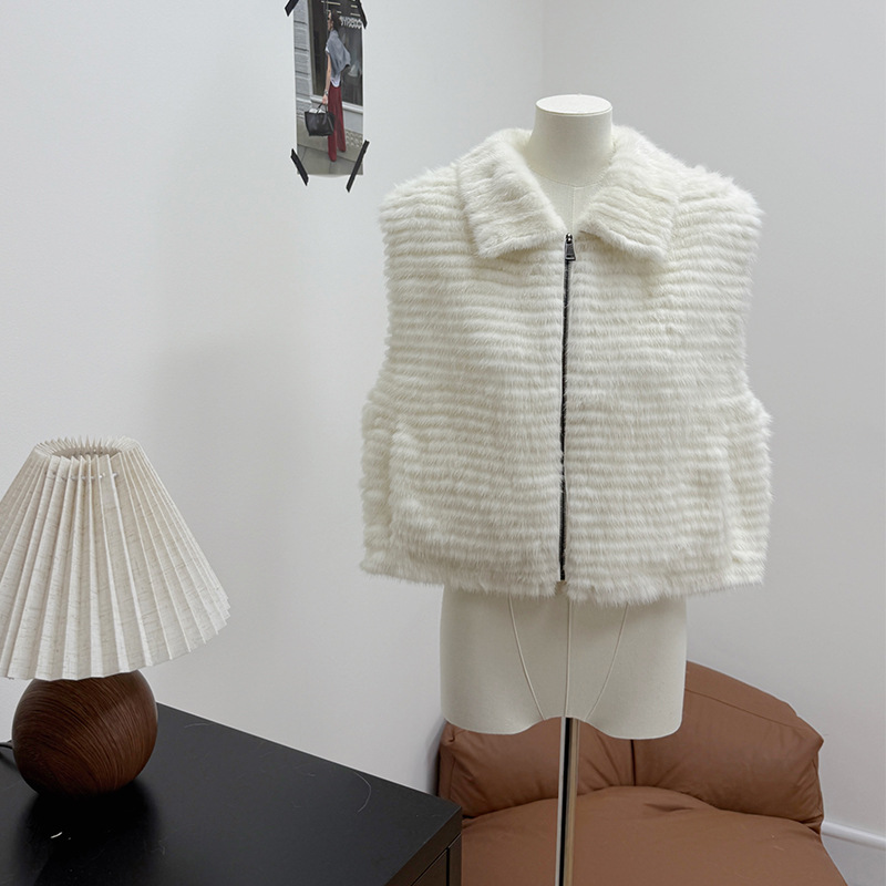 进口水貂马甲背心老钱风高级感皮草外套女时尚百搭下摆松紧可调节