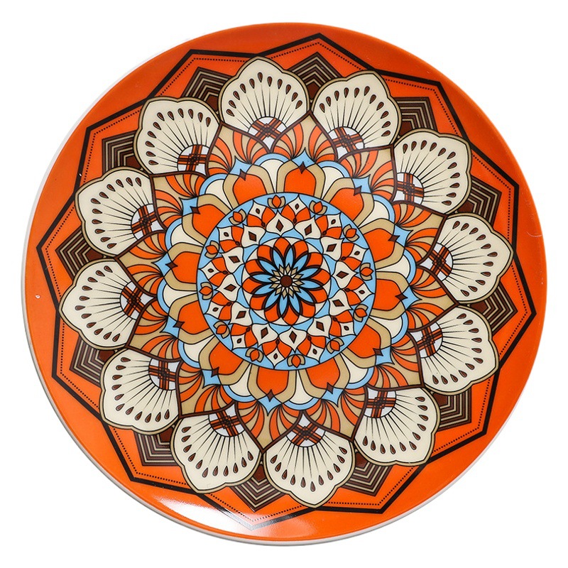 Placa de vajilla de cerámica placa pintada a mano Bohemia placa plana decorativa decoración de pared plato doméstico placa poco profunda placa occidental