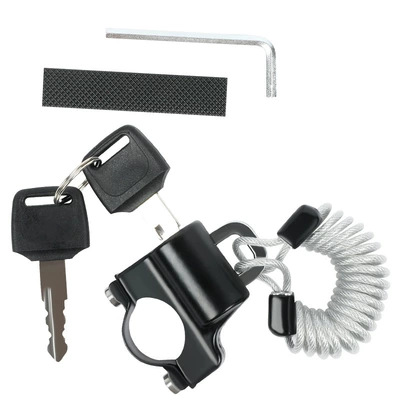 helmet lock anti-theft artifact half: Helmet lock - helmet-lock-handlebar-silver-spring-wire-rope