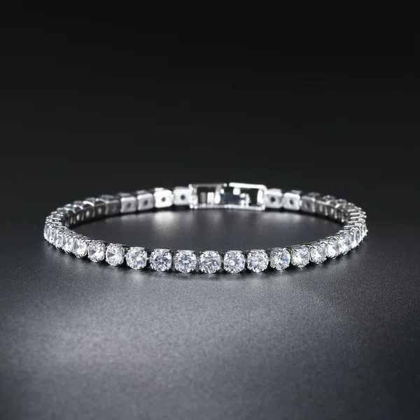Cross-Border Hot-Selling Copper Micro-Inlaid Rhinestone Bracelet, High-End Fashion Jewelry, Simple Square 4X4 Tennis Bracelet Wholesale