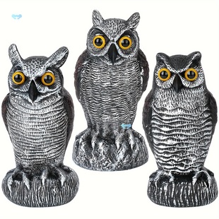 3 Pack Owl Decoys for Bird Deterrent Weatherproof Bird Cross-Border