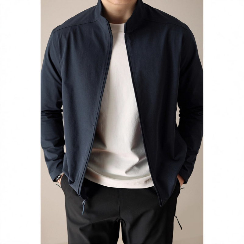 Stand Collar Casual Commuter Jacket, Windproof Business Versatile Men's Coat, Spring and Autumn Executive Business Easy-Care Jacket Stand Collar Casual Commuter Jacket, Windproof Business Versatile Men's Coat, Spring and Autumn Executive Business Easy-Care Jacket