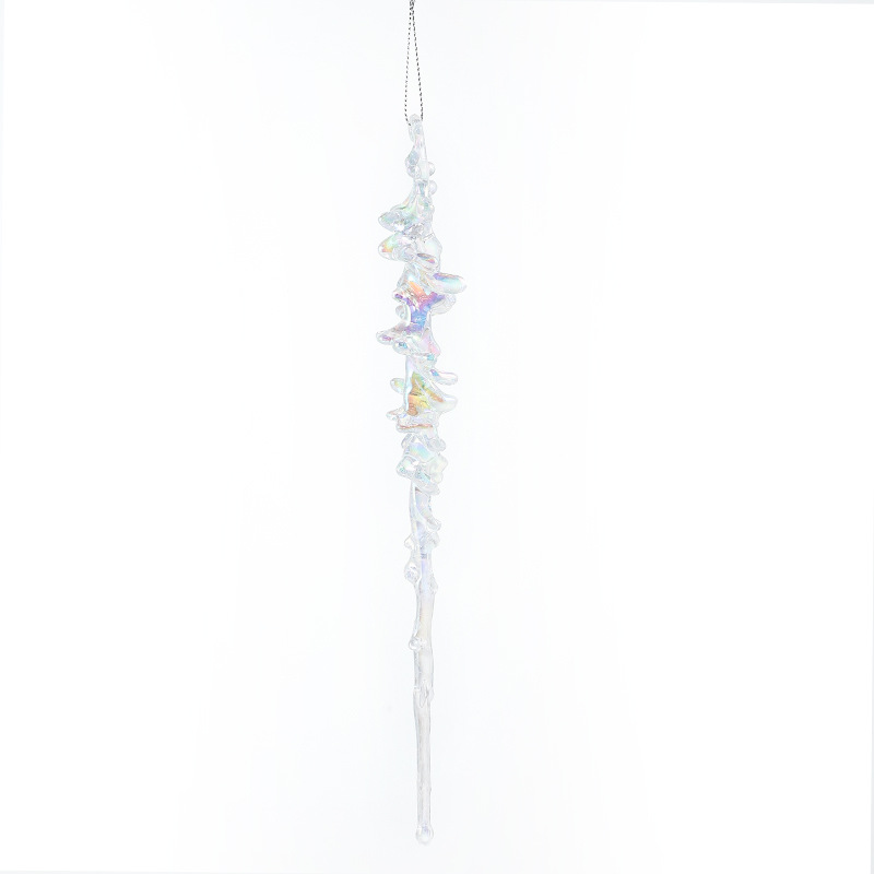 Acrílico transparente transfronterizo polvo adhesivo colorido colgante cono de hielo columna de hielo decoración del árbol de Navidad colgante decoración accesorios