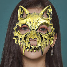 万圣节恐怖骷髅半脸面具酒吧舞会派对动物面具影视拍摄模型道具