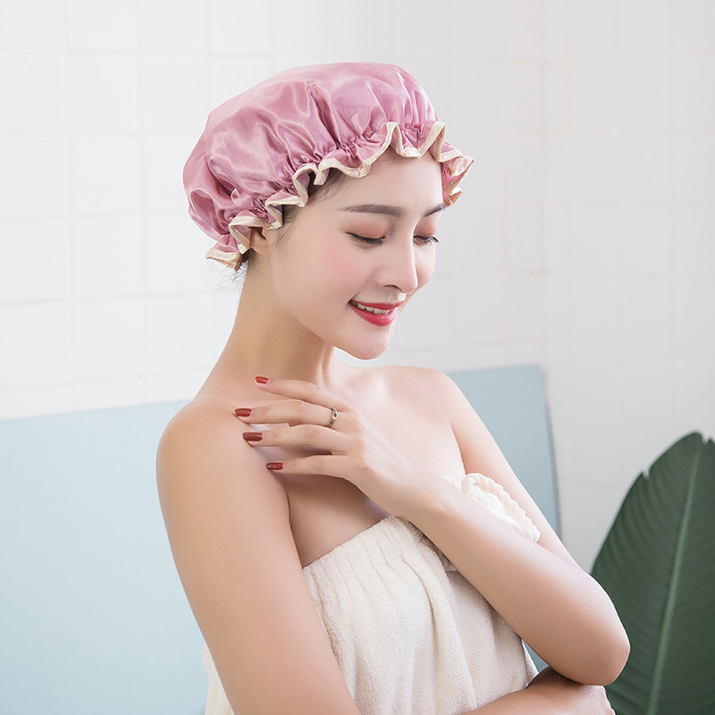 大人用二重層防水シャワーキャップ、女性用シャワー、入浴、キッチン、油煙防止ヘアキャップ、シャンプーキャップ、入浴キャップ、ヘアケア|undefined