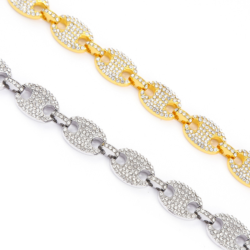 Diamond Coffee Bean Bracelet For Men Cuban Hip Hop Style_voghion.com