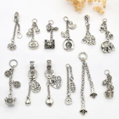 古銀色合金ペンダント象元宝流蘇ペンダント水晶手串ネックレス部品diyアクセサリーアクセサリー