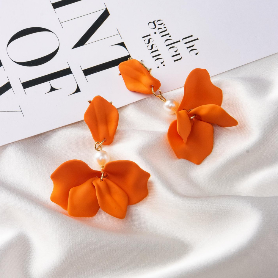 25g Weight Earrings, Ear Studs Classification Wedding, Travel Occasion Alloy Material Rose, Petal Pattern Women'S Gender Plating Design Fashion Style Fashion Rose Petal Alloy Women'S Earrings Ear Studs 25
