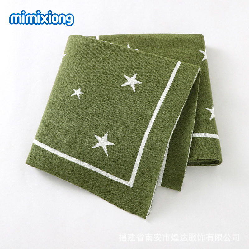 Ins venta caliente primavera nueva estrella de cinco puntas jacquard bebé manta bebé cochecito cubierta edredón