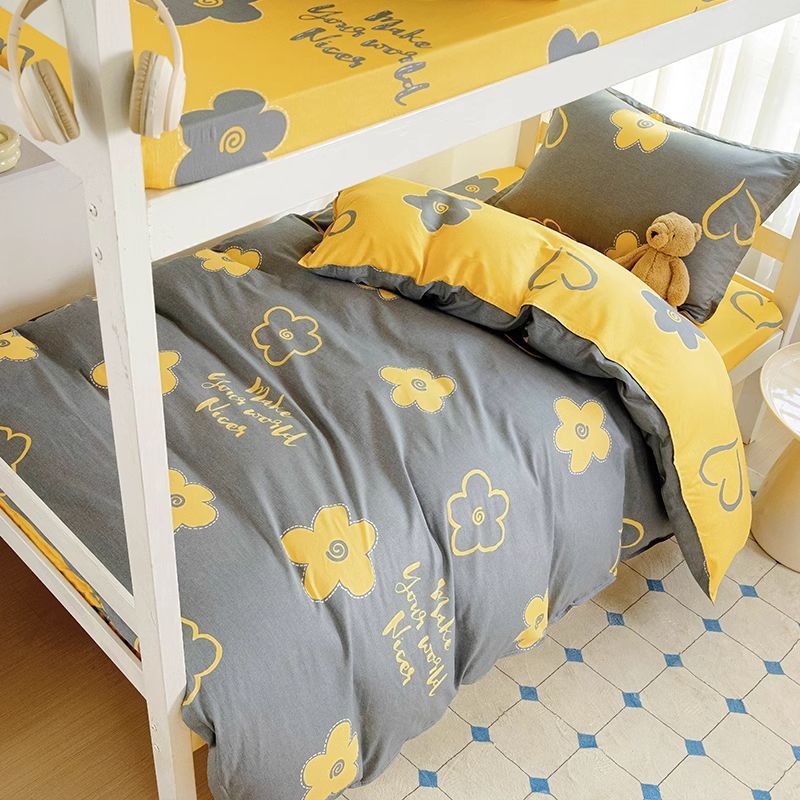 Dormitorio de estudiantes Juego de cama de tres piezas de algodón de 0,9 m Juego de cama de cama de algodón de cuatro piezas 90x190