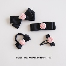 玫瑰系列发夹绢纱发圈法式蝴蝶结弹簧夹韩国气质头饰扎头发饰品女