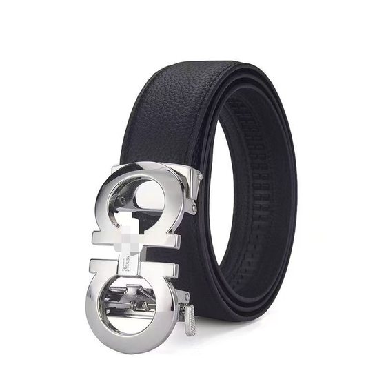 Factory direct boutique men's belt classic business 8-character buckle men's belt 8-character automatic buckle leather belt
