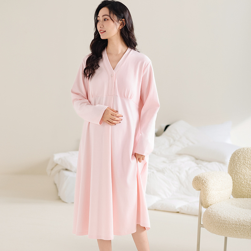 편안한 면 소재 가슴 패드, 임부용 잠옷, 중간기장 임부복 가디건, 감금스커트, 산전검진 스커트, 수유스커트, 원피스