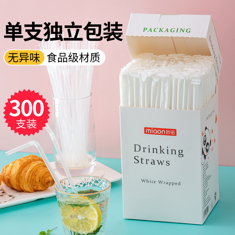 Paquete desechable de paja para madres y bebés de grado alimenticio de succión fina de plástico para té de leche grueso