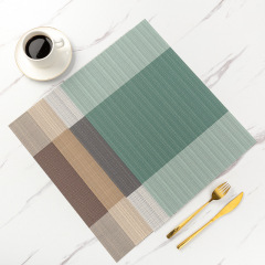 日系條紋PVC餐具墊西餐具隔熱墊子長方形簡約防滑餐具杯墊