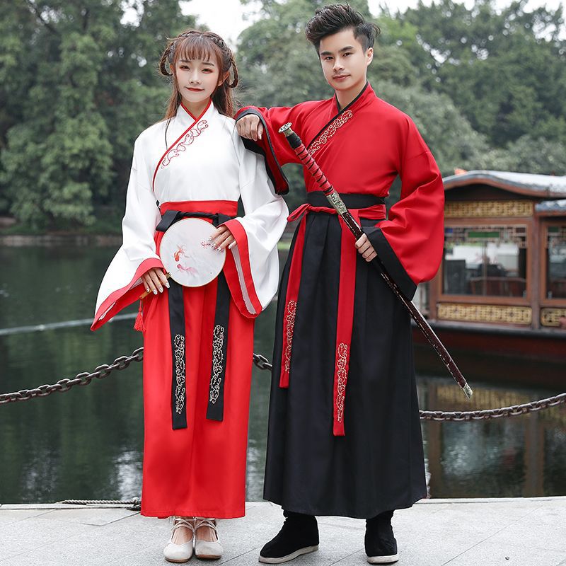Warm Maple Leaf Hanfu Men's Ancient Style Original Wei Jin Style Cross-collar Wide Sleeve Waist-length Ruqun Knight Style Ancient Costume Women's Style
