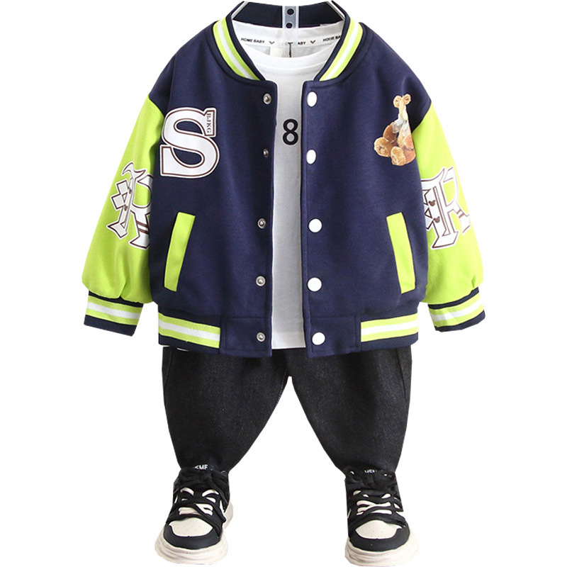5976 Chaqueta para niños 2025 primavera y otoño nuevo estilo niño otoño uniforme de béisbol niño principios de otoño chaqueta de estilo occidental marea