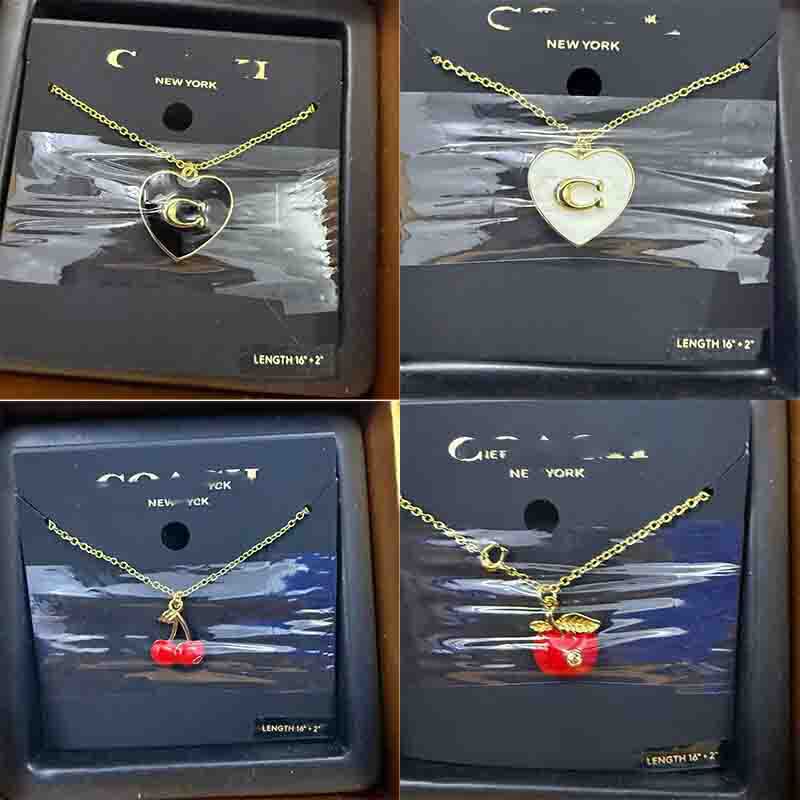 Coa Koujia Boutique Quality Black and White C-Shaped Full Diamond Cherry Necklace for Women New Pink and Blue Double Ring Valentine's Day Gift Coa Koujia Boutique Quality Black and White C-Shaped Full Diamond Cherry Necklace for Women New Pink and Blue Double Ring Valentine's Day Gift