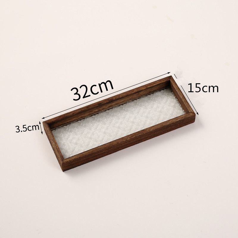 Retro begonia bandeja de flores rectangular bandeja de té casera de madera para bocadillos de té taza bandeja de té bandeja de vidrio