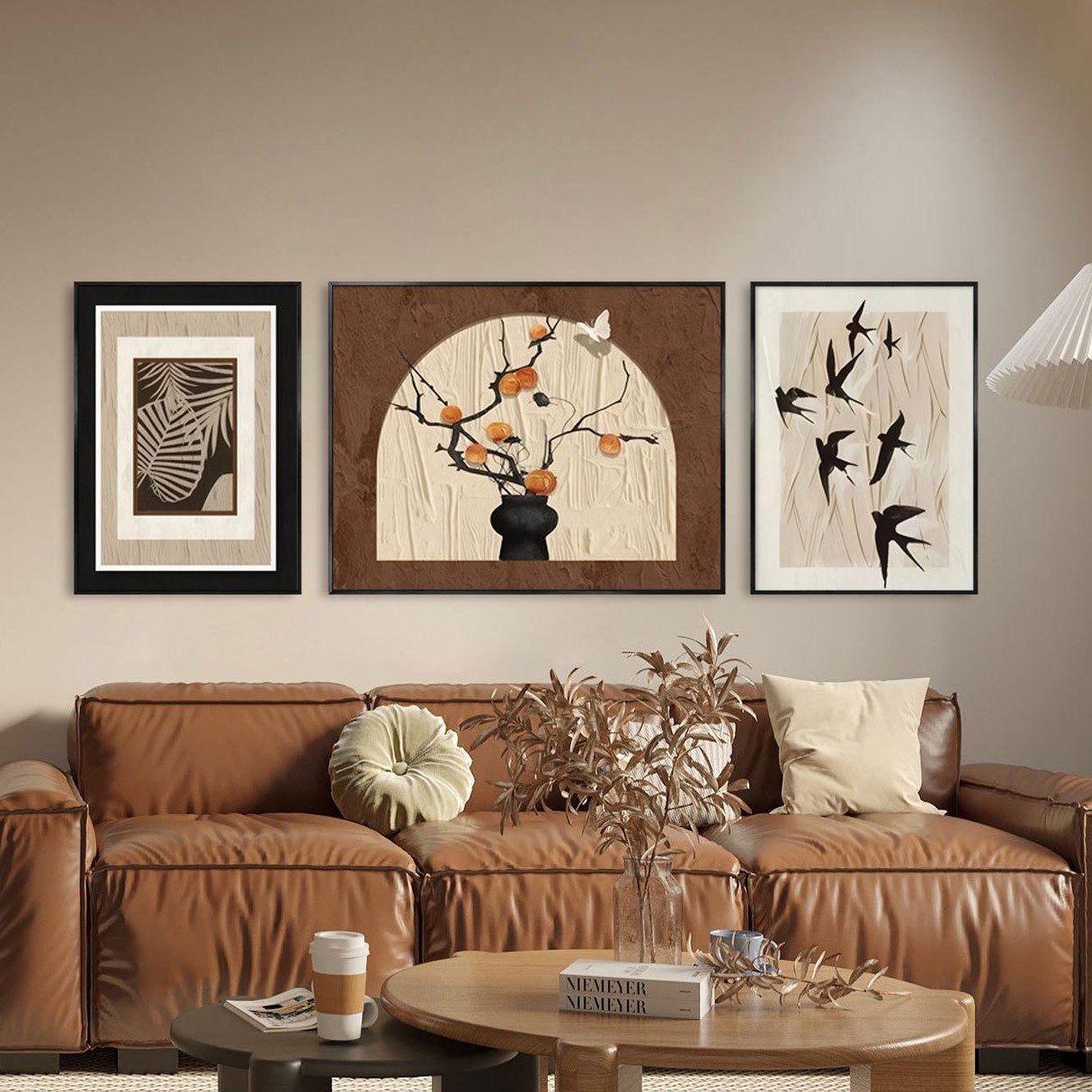 lucky persimmon decorative painting living room antique sofa wall painting bedroom high sense french triptych