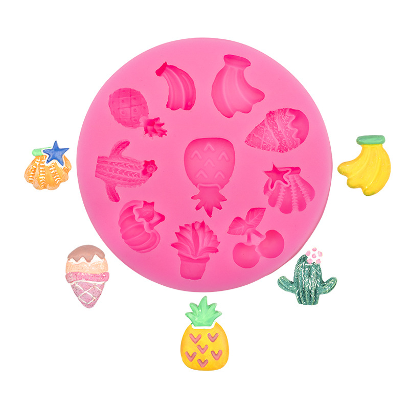 Cake Fruit Lollipop serie aromaterapia piña helado cono forma molde de silicona fondant chocolate