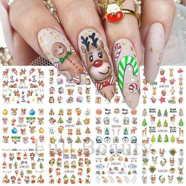 国境を越えた新しいネイルアート透かしシールバレンタインデーinsかわいいアニメ熊オウム爪シールnail|undefined