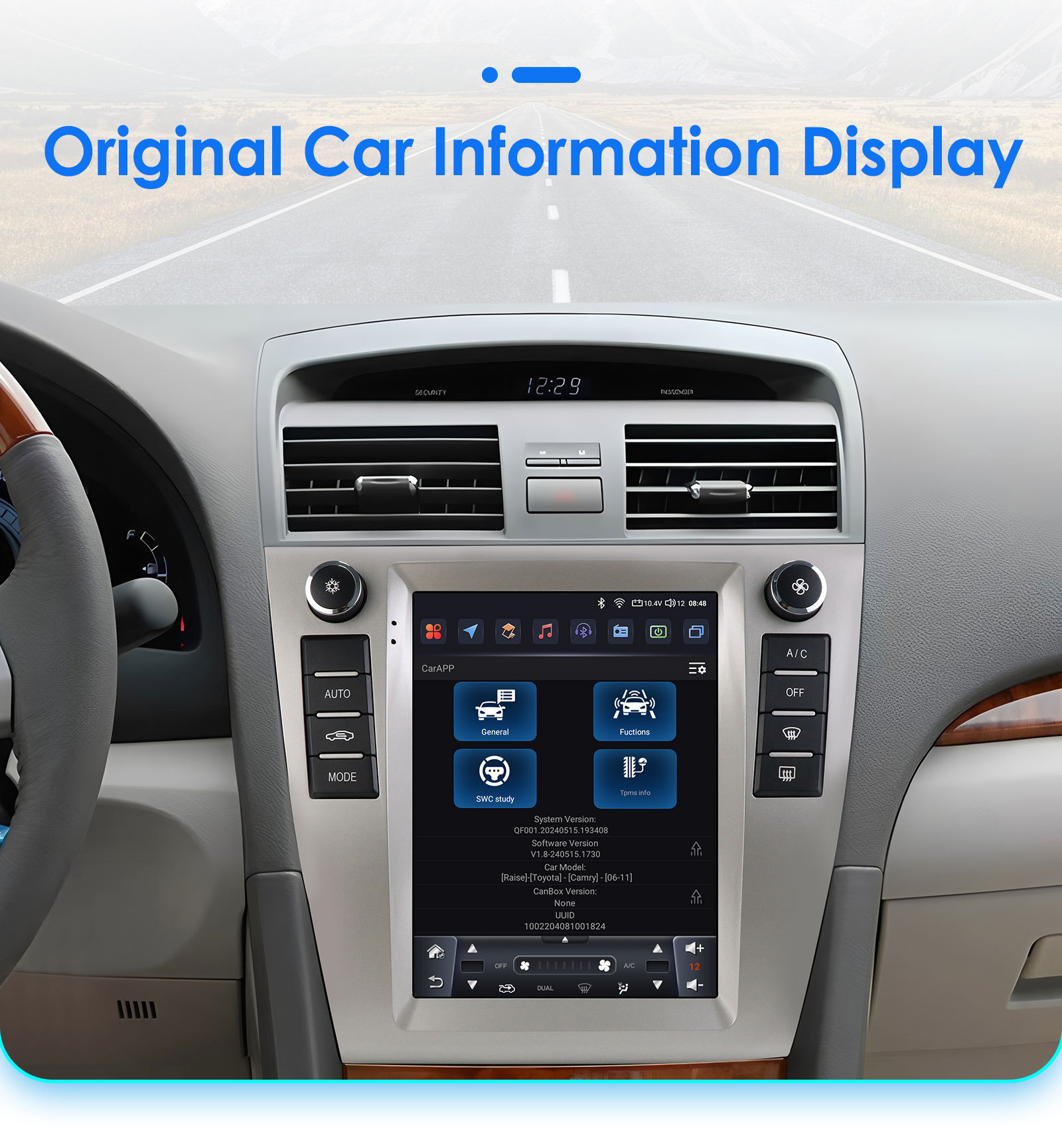 9.7inch Suitable for 06-11 Toyota Camry Android Car Bluetooth Vertical Screen Navigation Carplay