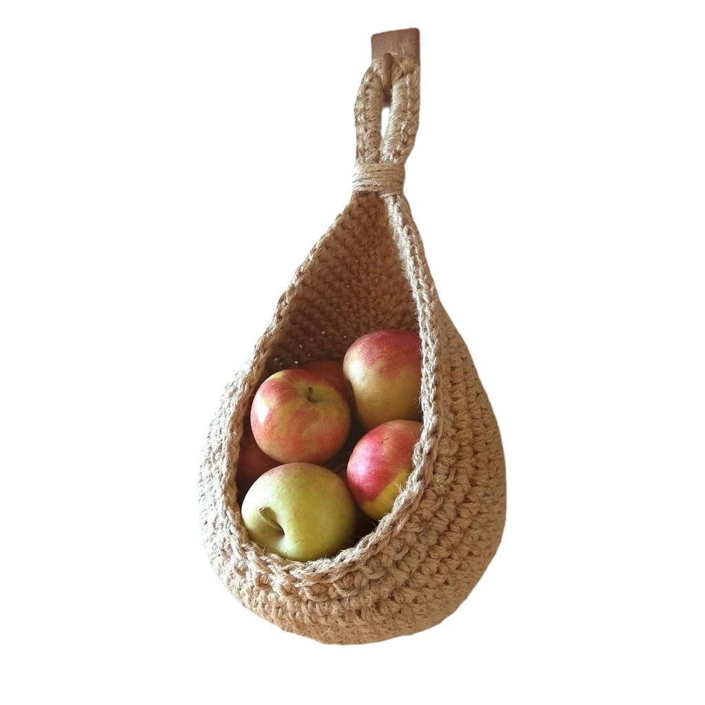 Transfronteriza popular cesta de frutas montada en la pared bolsa de almacenamiento de vegetales cesta colgante cuerda de algodón cuerda de cáñamo tejida maceta de pared cesta de flores
