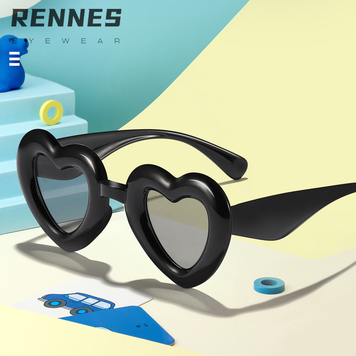 INS estilo nuevo de moda para niños amor moderno retro gafas de sol anti-UV400