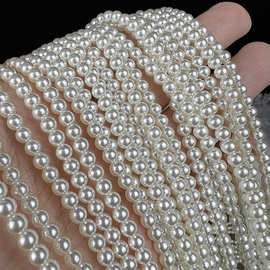 韩国高亮玻璃仿珍珠直孔diy手工配件米白色仿贝珠项链手链穿珠配