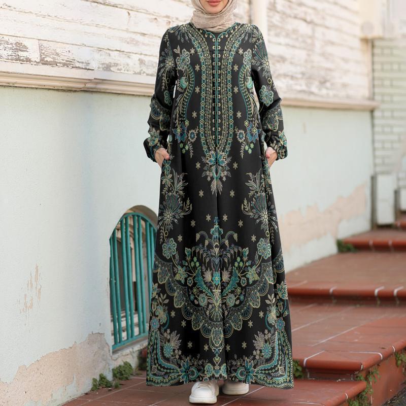 Robe longue musulmane à manches longues pour femme | Mode transfrontalière | Livraison directe disponible | Prix négociable | Matière : polyester_voghion.com