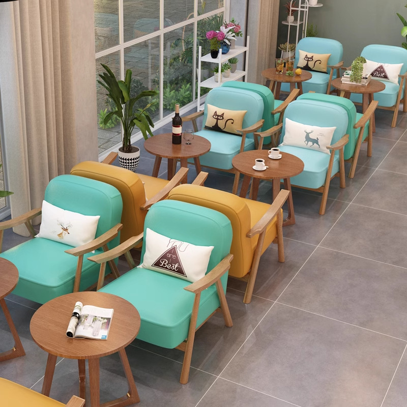 Book Bar, Cafe, Dessert Shop, Milk Tea Shop, Table and Chair Combination, Simple and Fresh Rest Area, Negotiation and Reception Sofa Table and Chairs