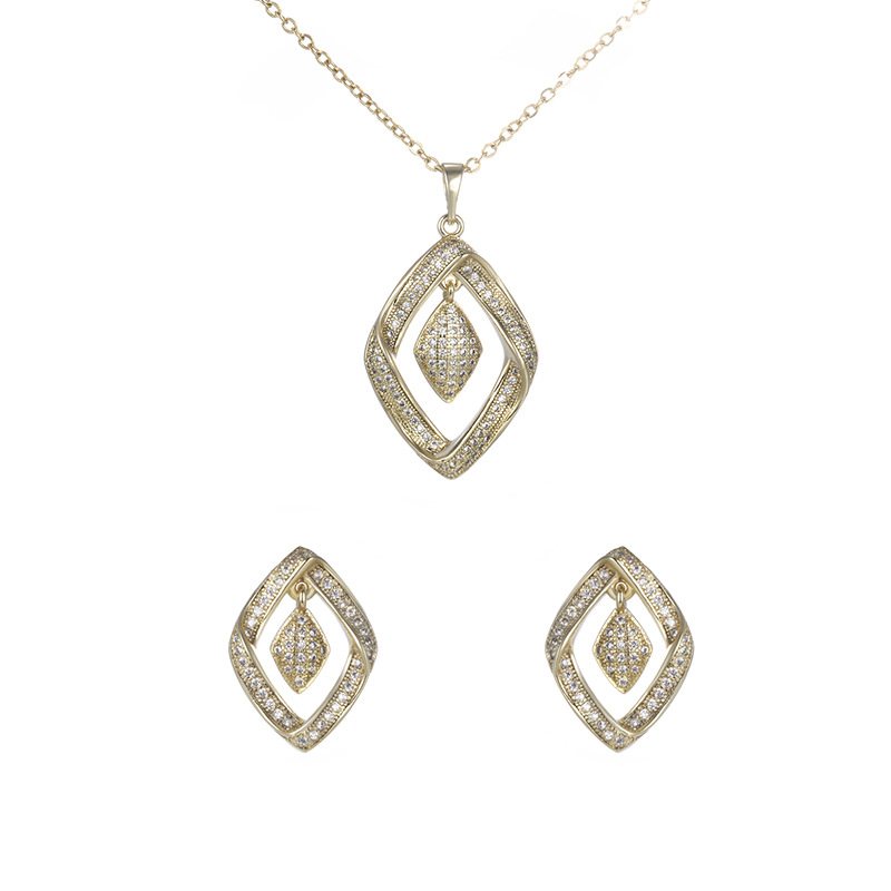 Juego colgante de pendientes de diamante de circonio ligeramente incrustado de aleación Xuping, traje de dos piezas de moda de alta gama de moda europea y americana