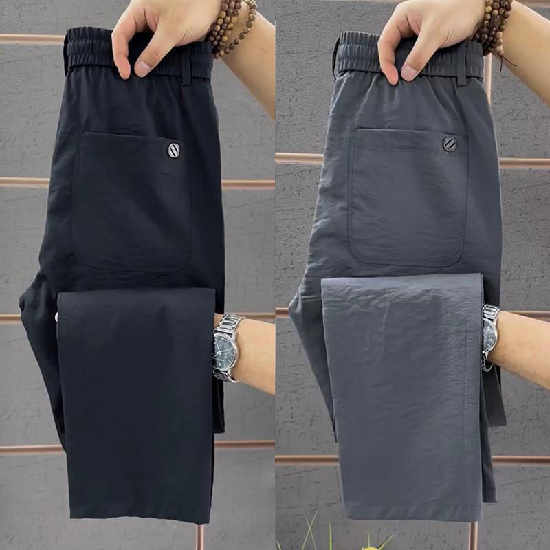 Men's Casual Pants Summer Thin Fashion Solid Color Business Versatile Straight Pants Comfortable Breathable Sports Pants