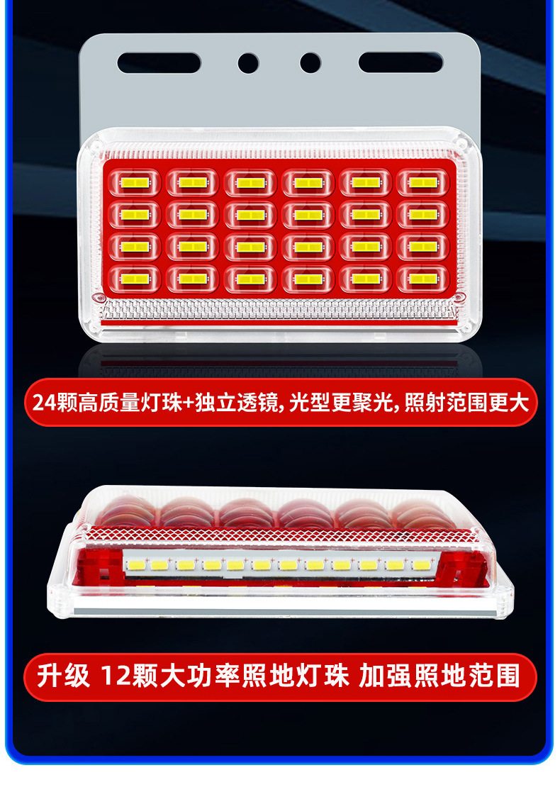 9D Multi-Bead Lens Truck Side Light, Strong Illumination, 12V/24V Large Truck Trailer Tire Light, Width Indicator Light, Waist Light