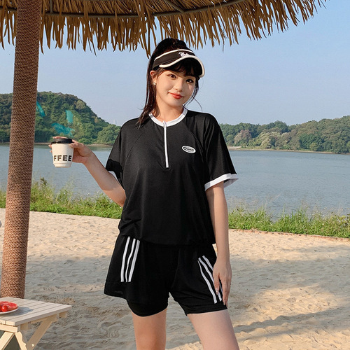 Women's plus-size swimwear set, 160 lbs, three-piece separates, cover-up, slimming, Instagram style, hot spring sports swimsuit