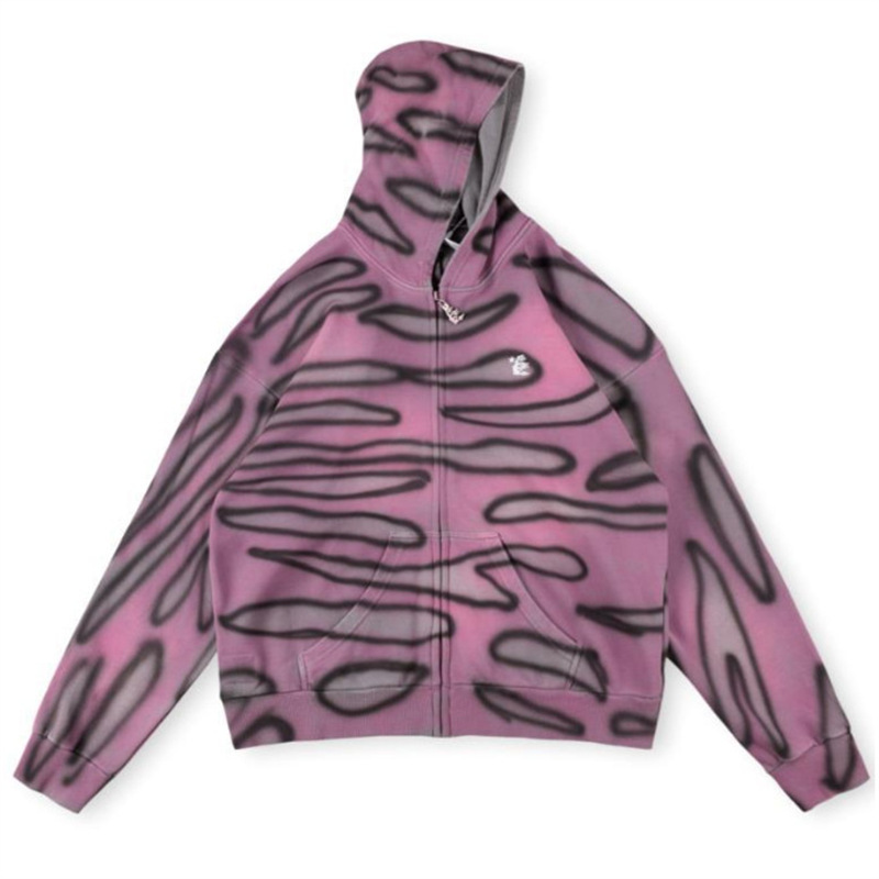 新欧潮牌Hellstar Studios Hoodie拉链洗水做旧连帽卫衣男女同款|undefined