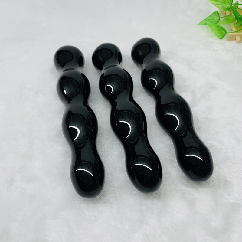 天然水晶黑曜石水晶按摩棒摆件 图 1