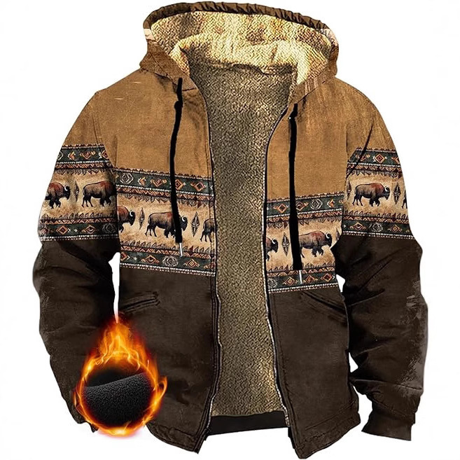 Cross-Border Hot-Selling Fleece-Lined Thickened Winter Cotton Jacket for Men, Double-Layered Thick Fleece Cotton Coat, Warm Cotton-Padded Jacket 2023