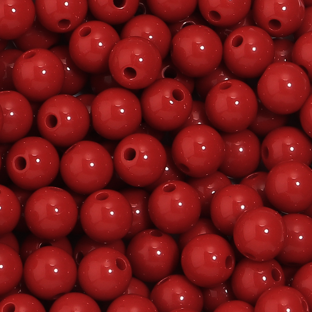 Cuentas redondas acrílicas de color sólido para Navidad, cuentas redondas de color sólido para joyería hecha a mano, accesorios de bricolaje, cuentas redondas de color sólido, cuentas sueltas.