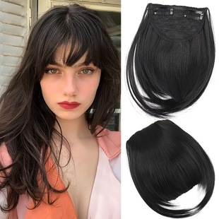 Custom Cross-Border Thickened European and American Style Wig with Sideburns, Fashionable Bangs, Air Bangs with Sideburns, High-Temperature Fiber Wig