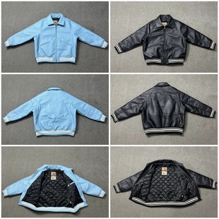 New Style Embossed High Street Men's and Women's Casual Thickened Quilted Baseball Jacket Pu Leather Jacket